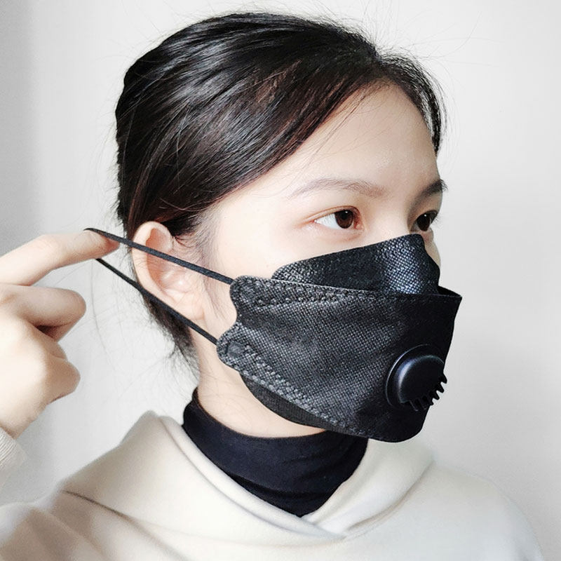 现货kf94带阀口罩防尘防雾男女柳叶叶形3d口罩