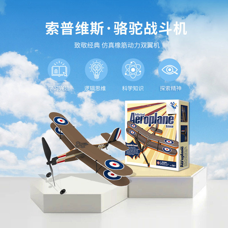 飞机playsteam橡皮筋动力儿童玩具飞行战机模型摆件手抛飞盘
