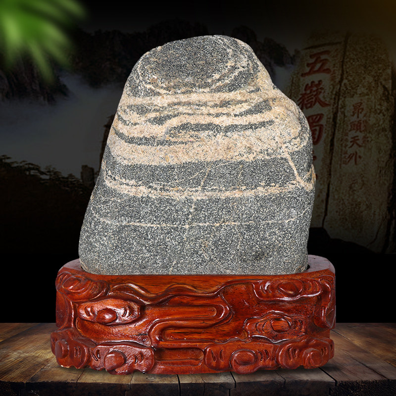 正宗泰山石原石石敢当摆件家居室内补角天然风水石头摆件