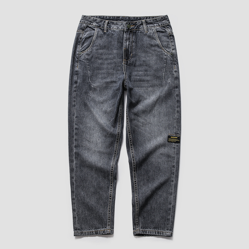 九城良品春夏薄款宽松直筒牛仔裤男2022年新款美式休闲男士九分裤
