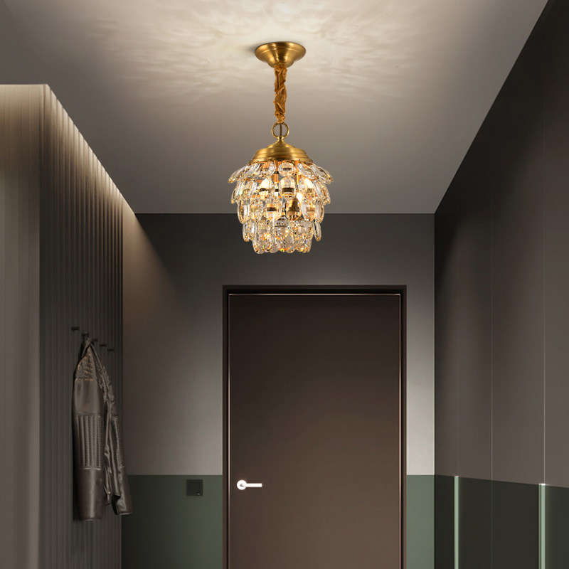 全铜轻奢玄关关灯入户门厅过道现代简约卫生间水晶餐厅吊灯