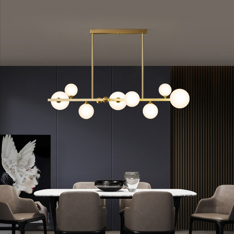 轻奢全铜餐桌灯现代简约led长条北欧创意饭厅灯具餐厅吊灯