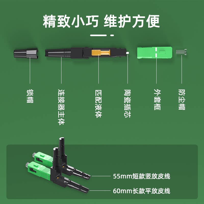 格兰维apc光纤冷接子apc广电冷接头斜八度预埋式scfc现场快速连接器