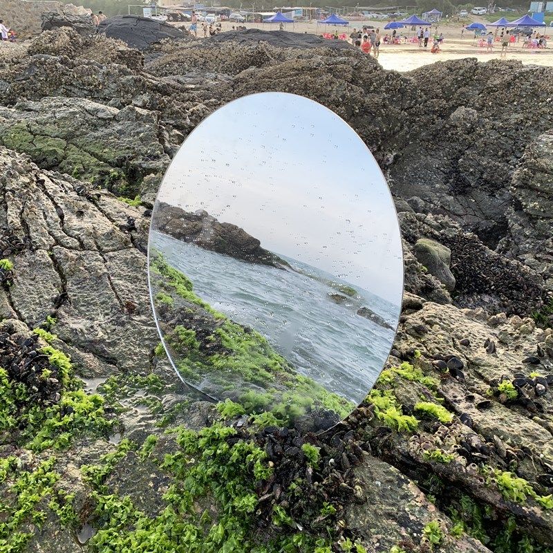 户外海景拍摄镜子摄影道具亚克力镜子大圆形耐摔不碎塑料镜子