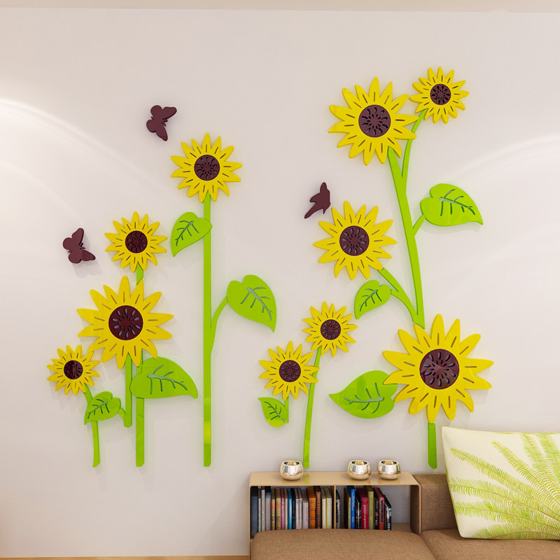 向日葵亚克力3d立体墙贴儿童房间客厅背景墙幼儿园墙贴