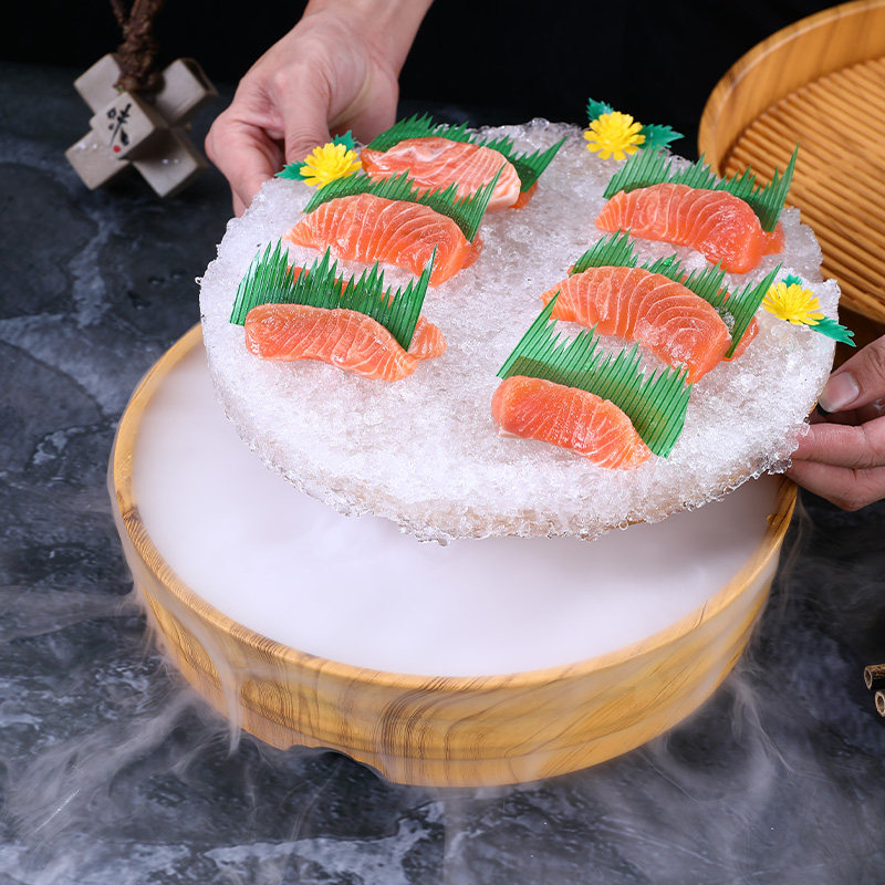 鱼生冰盘冰碟寿司盘密盘子圆盘三文鱼鱼片冰板盘