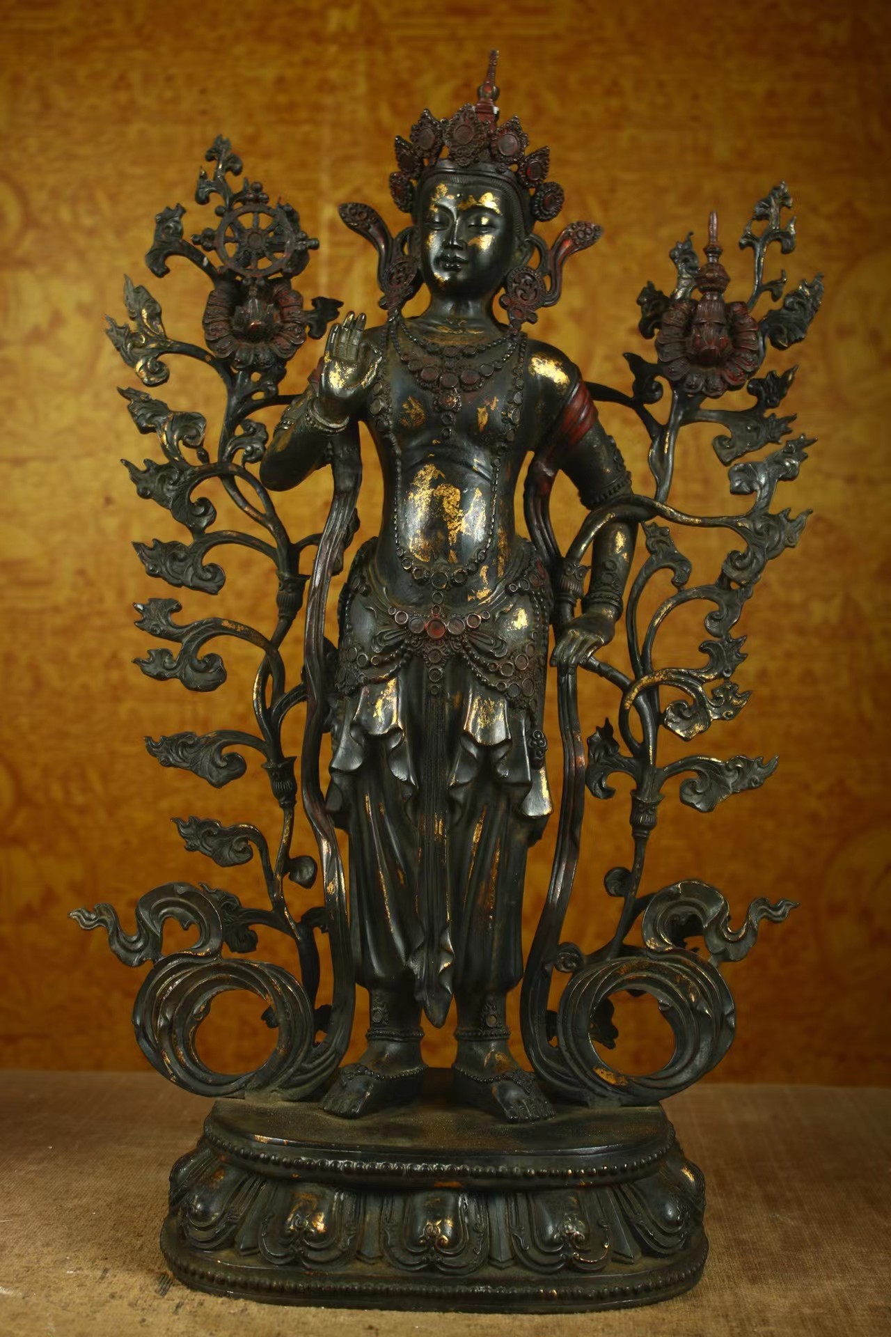 弥勒佛像仿古纯铜金藏中式密宗家居供养装饰摆件