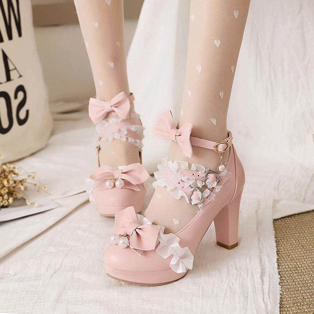 软妹lolita白色高跟鞋2022新款单鞋女学生原创lo单鞋