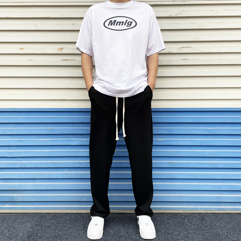 垂感直筒休闲裤黑色长裤高街裤子男春夏薄款宽松运动卫裤ins潮牌