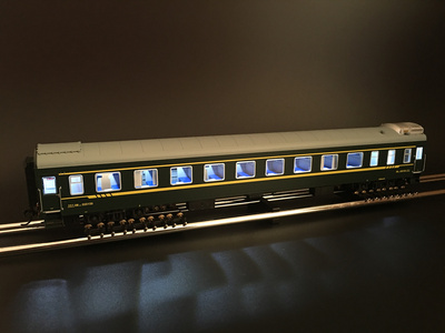 北京ho带灯客车百酷软卧rw25g模型火车新品火车模型
