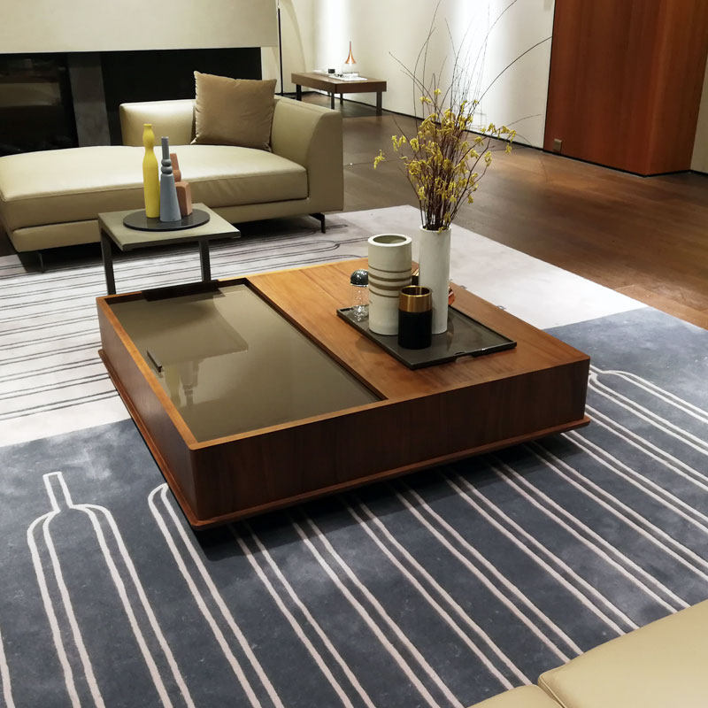 现代简约客厅茶几 北欧客厅储物茶几 胡桃木色茶几hc28茶几可定制