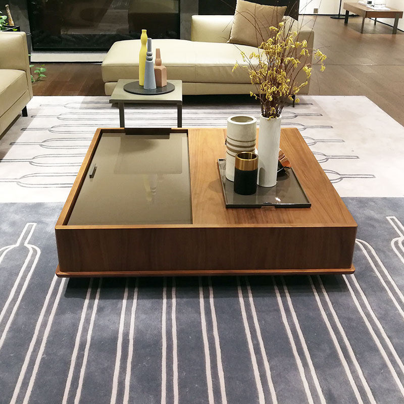 茶几客厅现代简约北欧轻奢储物胡桃胡桃木木色hc28茶几