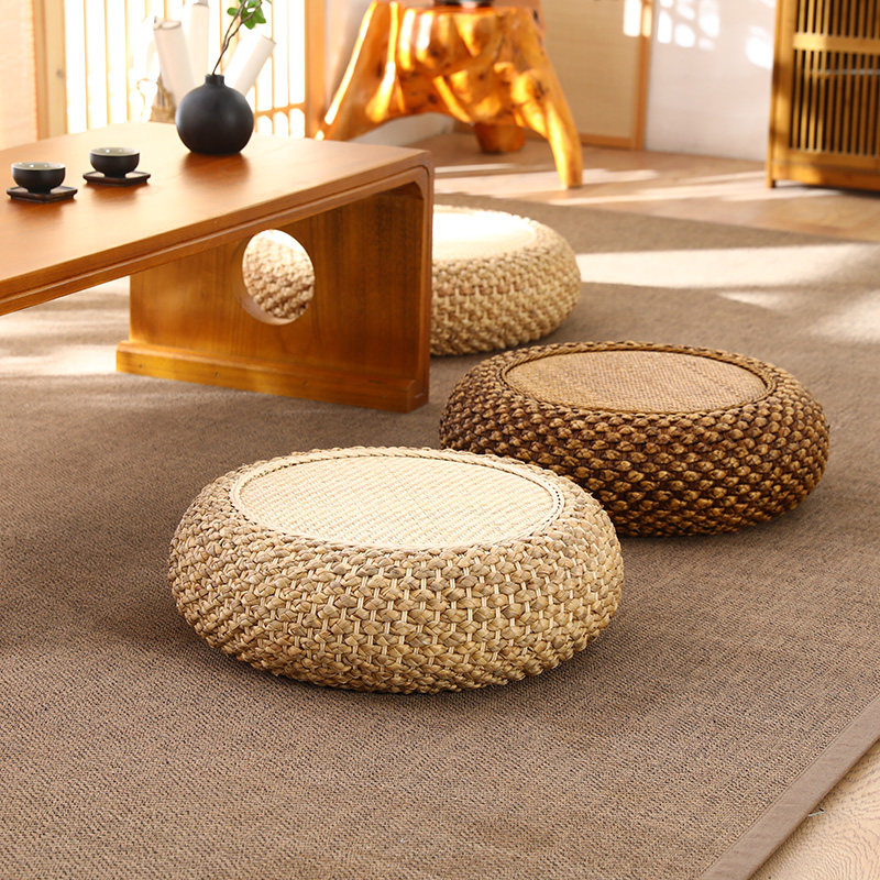 坐垫加厚藤编蒲团日式榻榻米阳台飘窗客厅家用蒲团