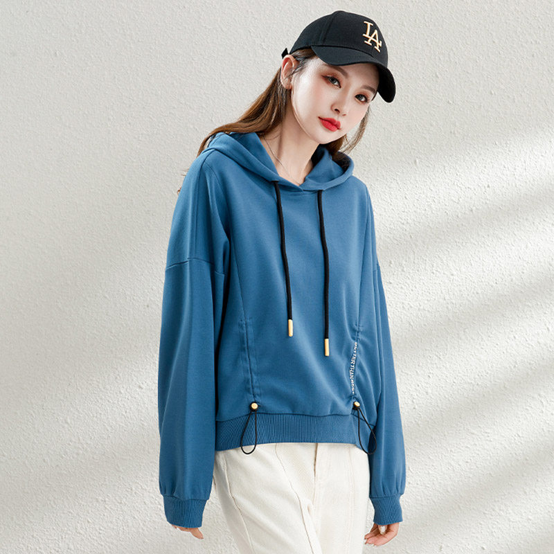 2021年春秋季白色短款卫衣女ins薄款宽松韩版连卫衣