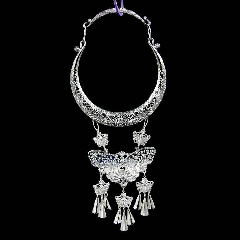 妈汝苗族银饰项圈脖圈颈圈项链压领挂饰少数项链