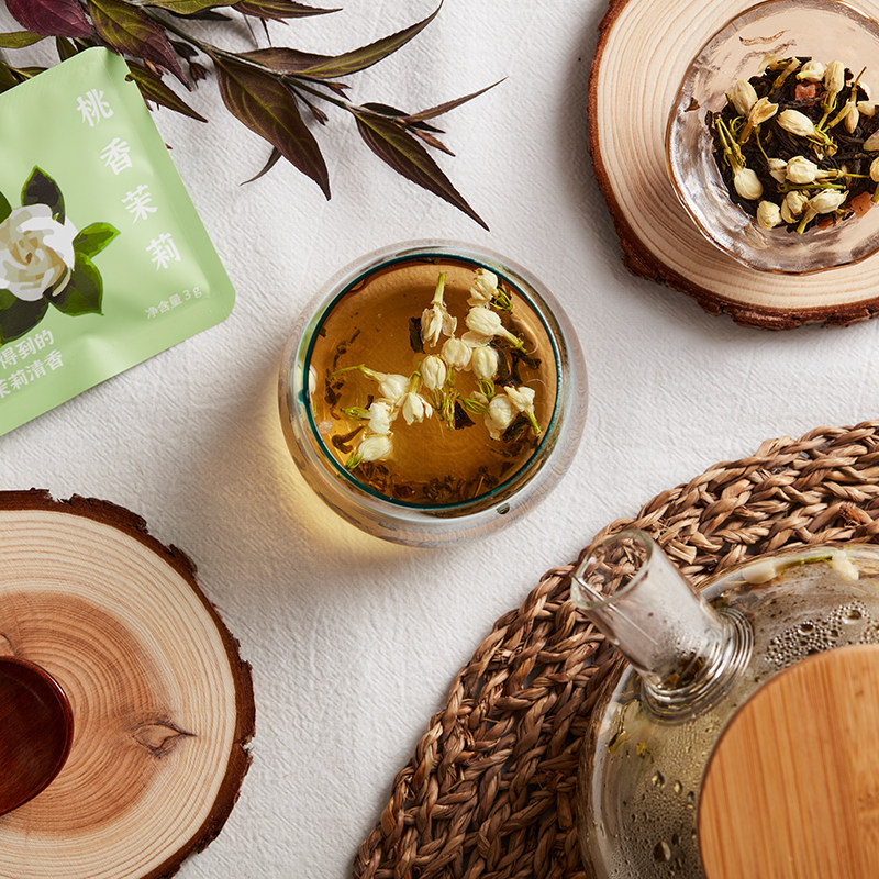 临保三个月送一白桃茉莉绿茶蜜桃花茶三角茶包茉莉花茶