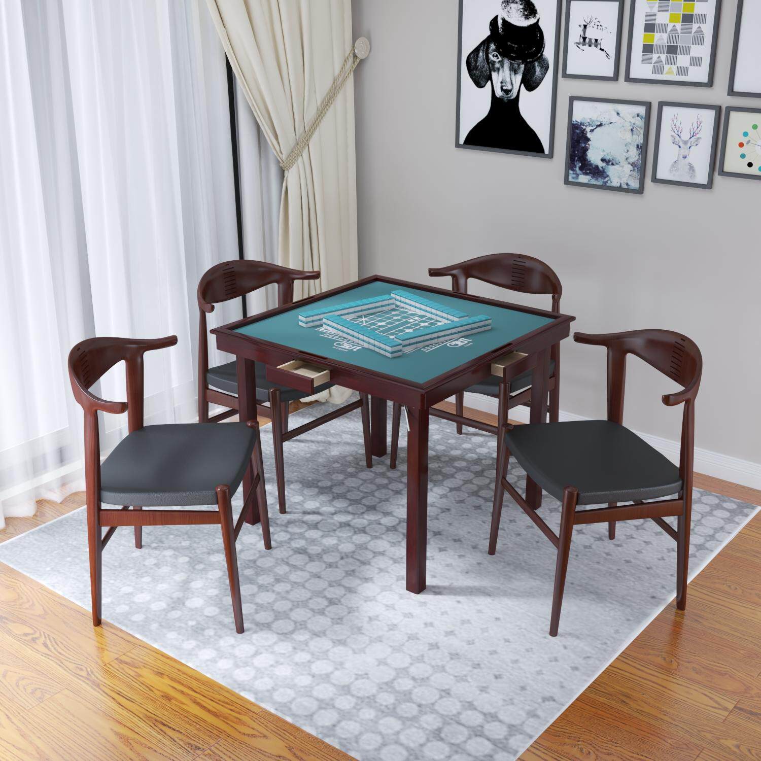 日本hg麻将桌折叠家用手麻将台棋牌桌便携式手动麻将桌