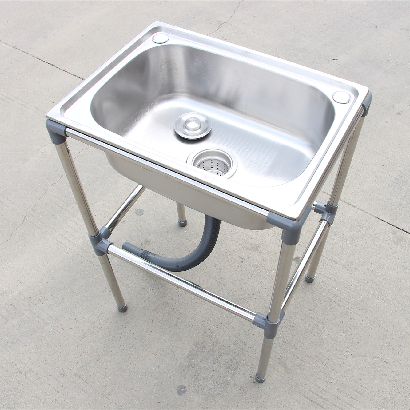 厨房加厚不锈钢洗菜盆单槽带支架洗涤槽洗碗池水槽大单盆带架子