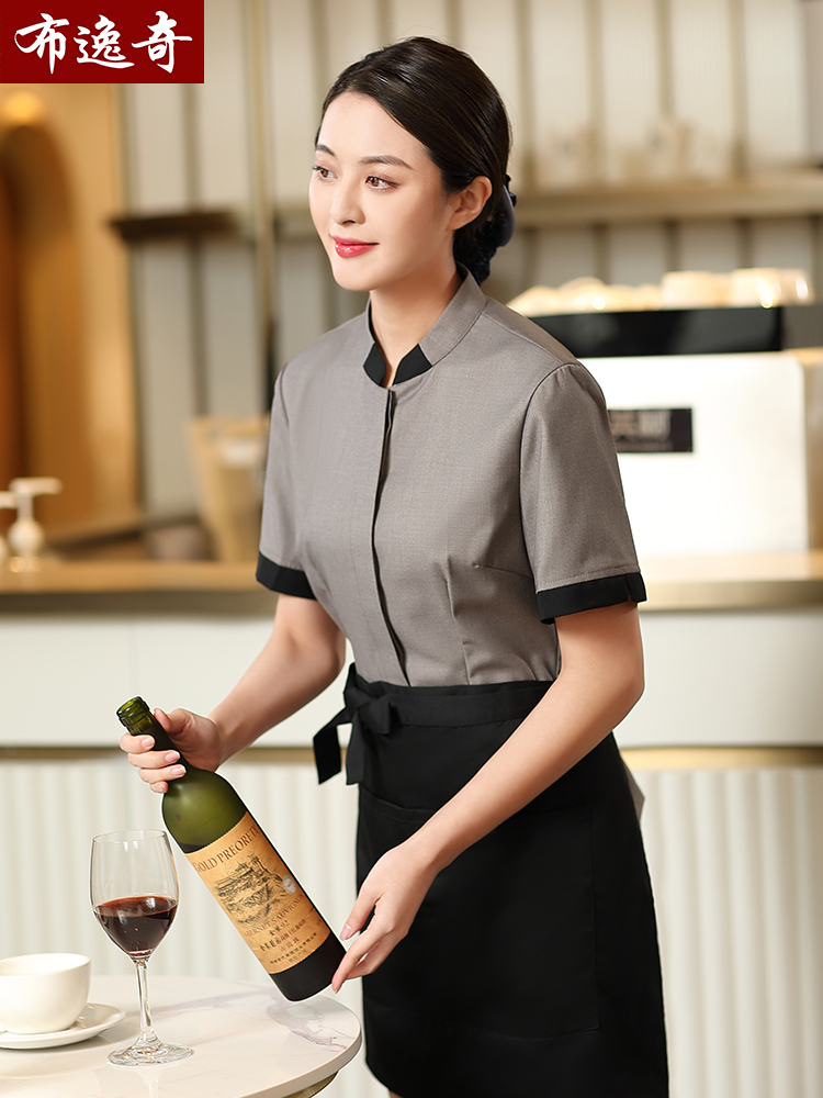 西餐服务员工作服短袖女夏餐饮高档餐厅奶茶茶店酒店工作制服