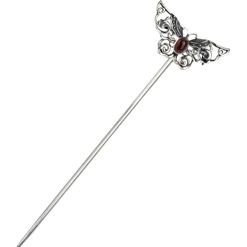 头饰摇银款步女款国风中国发髻s925汉服石榴石发饰