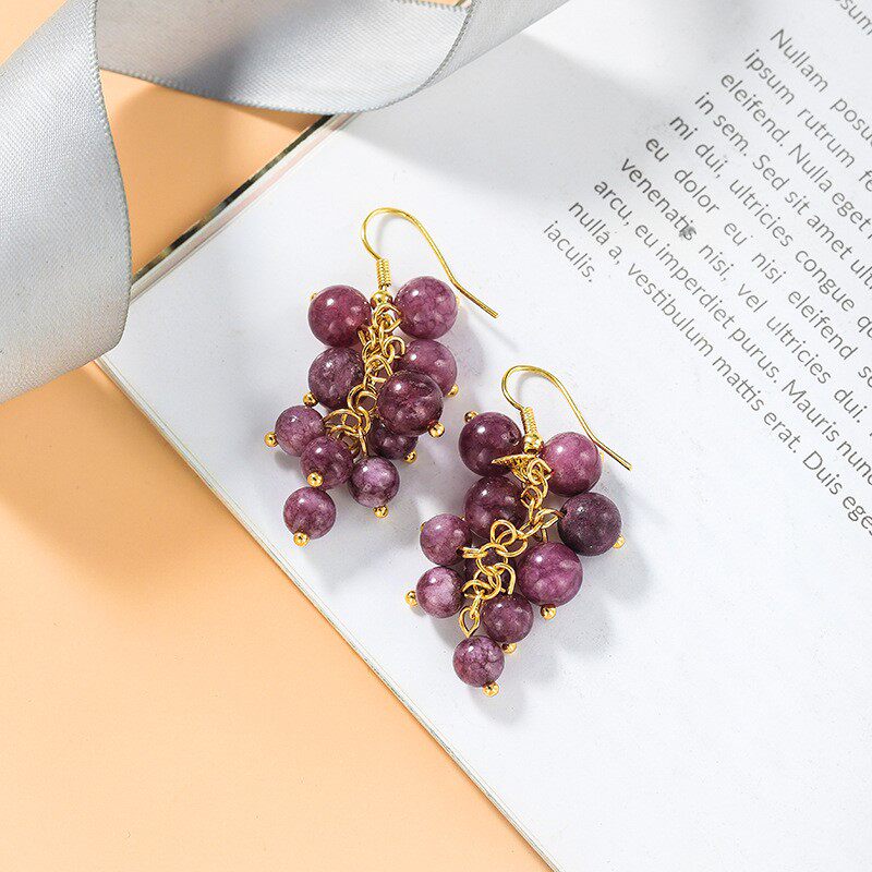 紫红色提子耳钩紫色葡萄耳钉网红ins少女水果耳环