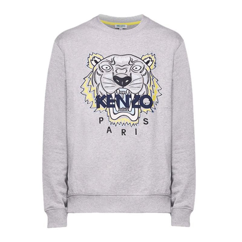 自营kenzo高田贤三男士灰色老虎贴花套头f955sw0014xa94卫衣