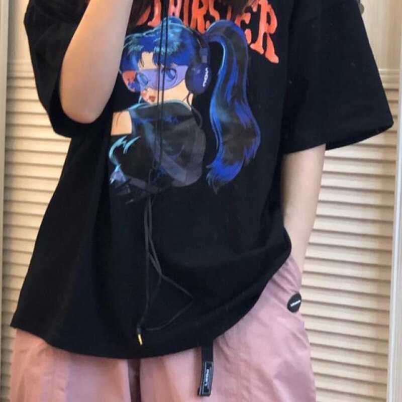 小果印花粉粉束慵懒少女2020动漫韩系酷穿搭拽姐cosplay女装