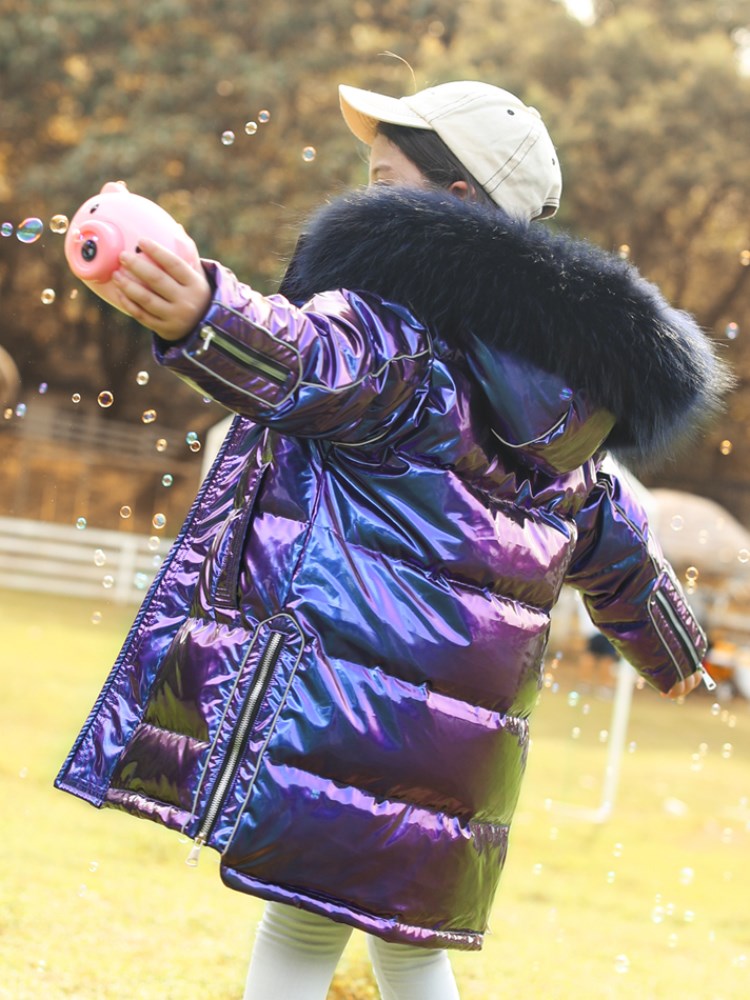儿童羽绒服女童中长款2020新款韩版童装外套女孩亮面免洗清仓