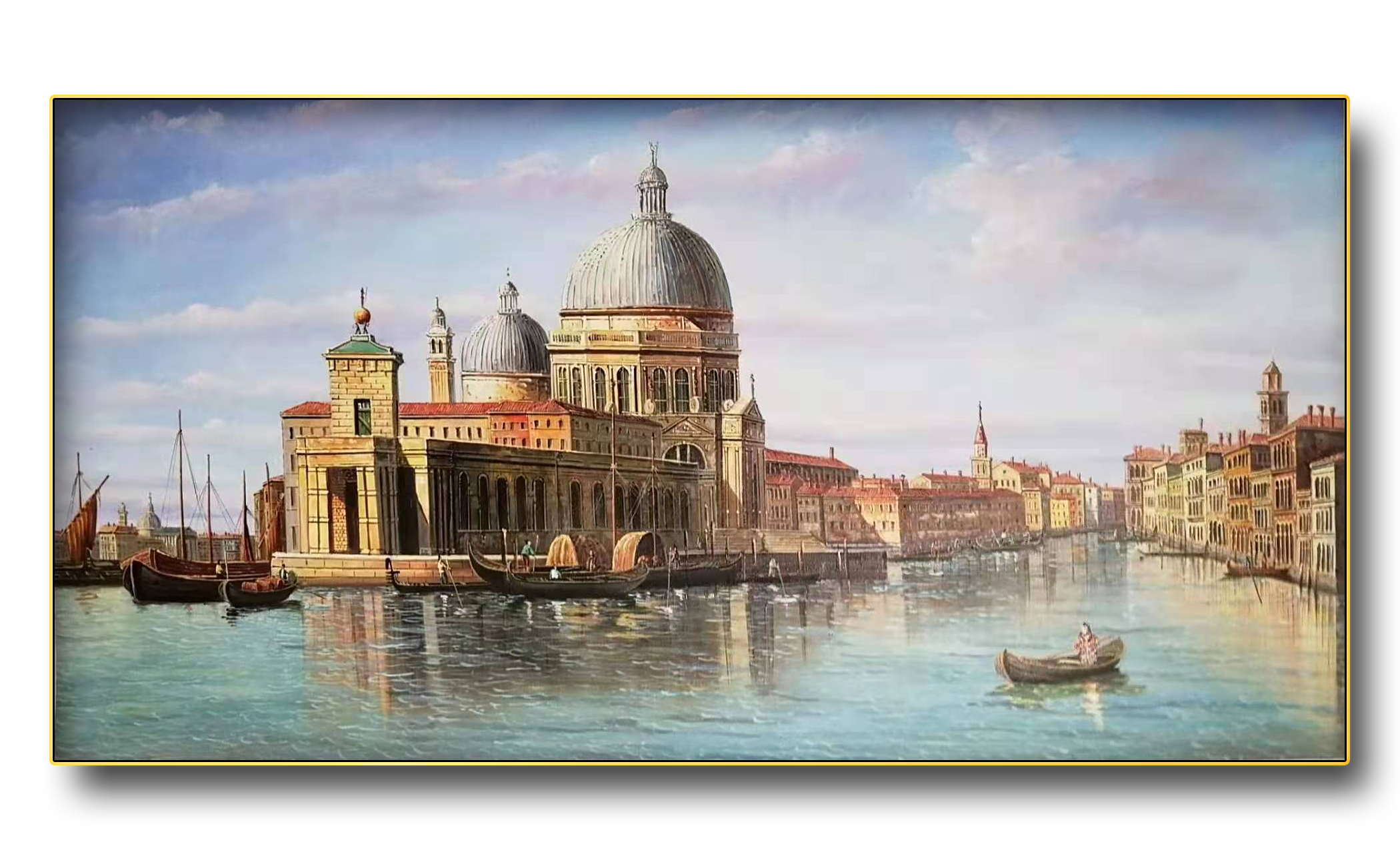 欧式古典建筑威尼斯水城古堡风景油画手绘写实油画