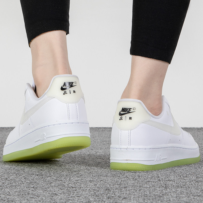 nike耐克air force 1空军一号af1白绿夜光笑脸板鞋女鞋ct3228-100
