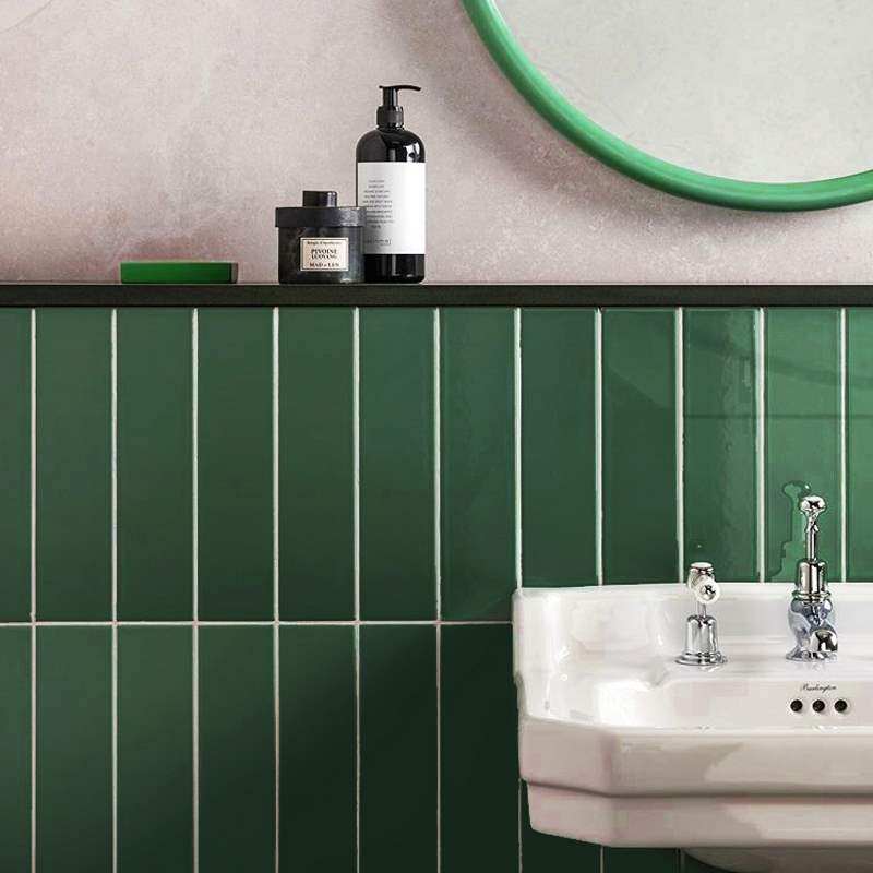 轻奢墨绿色瓷砖卫生间厨房厕所墙砖复古釉面砖民宿釉面砖