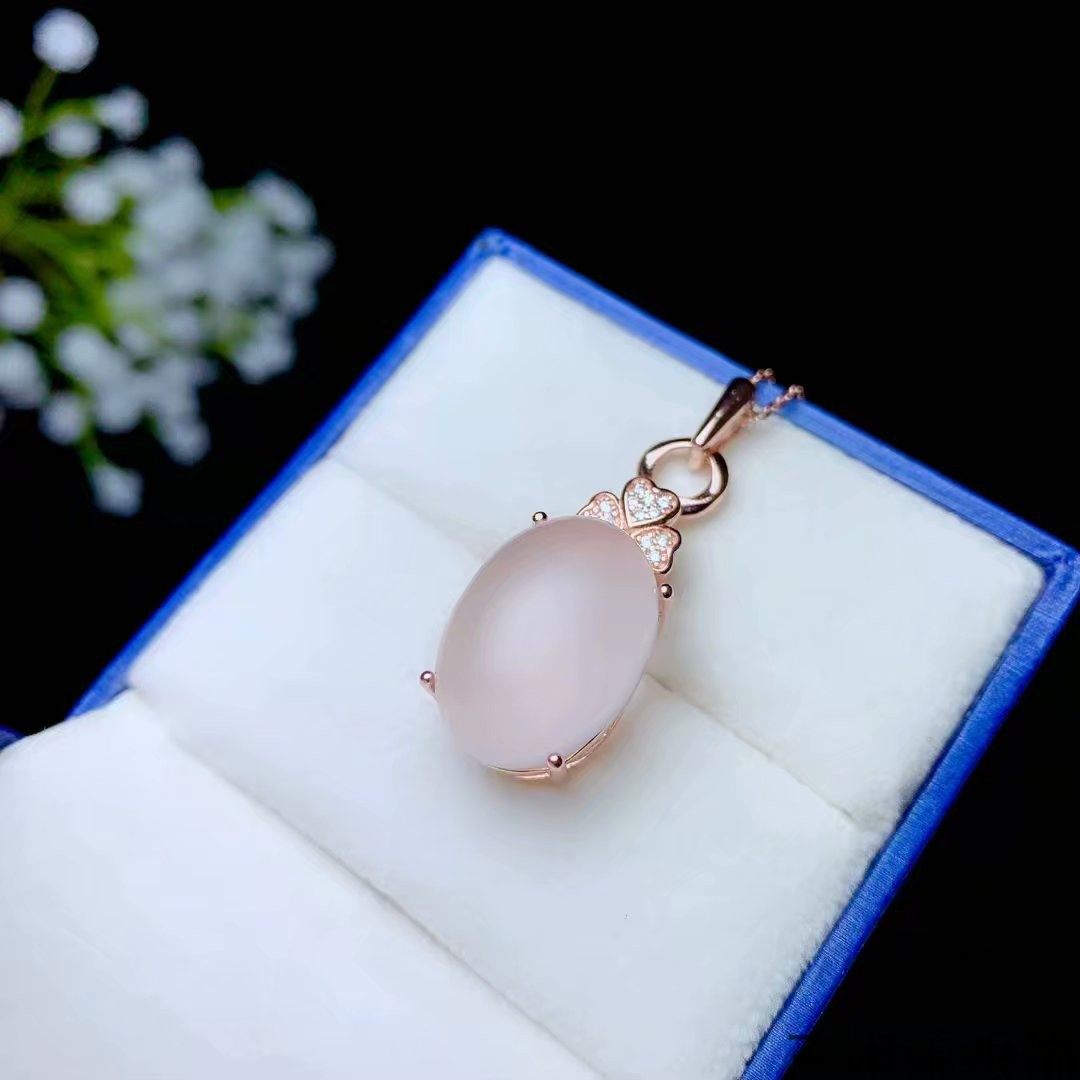 日本足银镀金项坠吊坠简单小清新款式镶嵌椭圆项坠