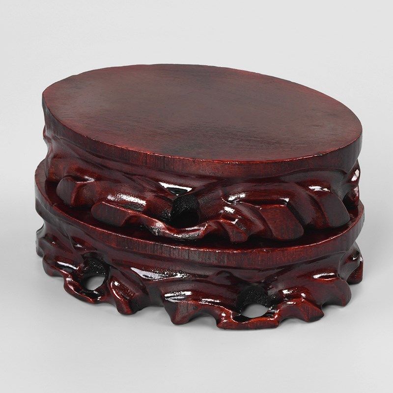 托架圆形观音佛像底座木头架子木垫垫木莲花木雕