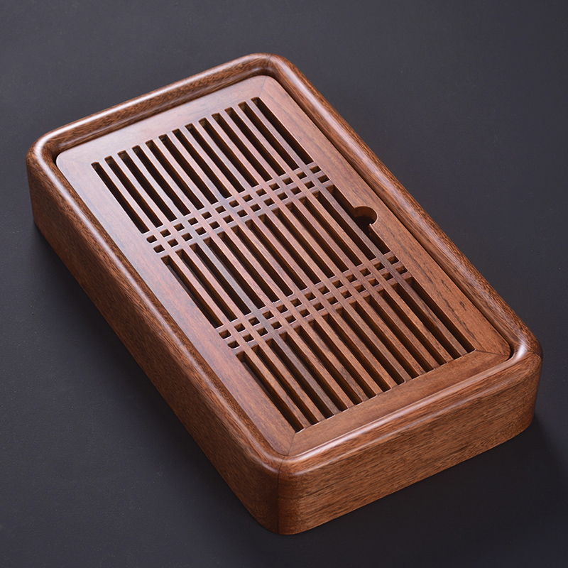 小型茶盘家用简易茶台二人人用整个实木储水茶盘