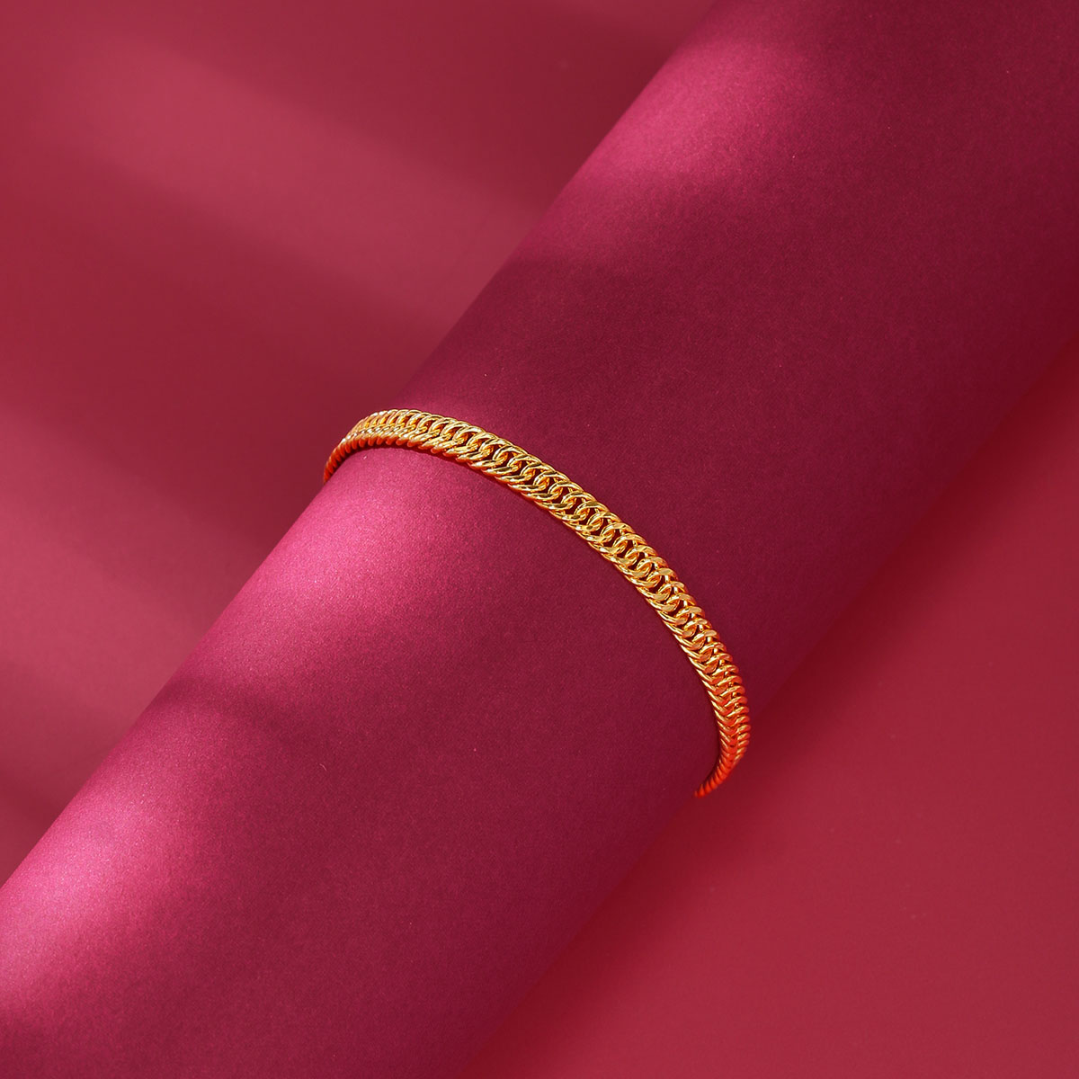 翠绿黄金手链男士足金9999老板链男女款简约手饰