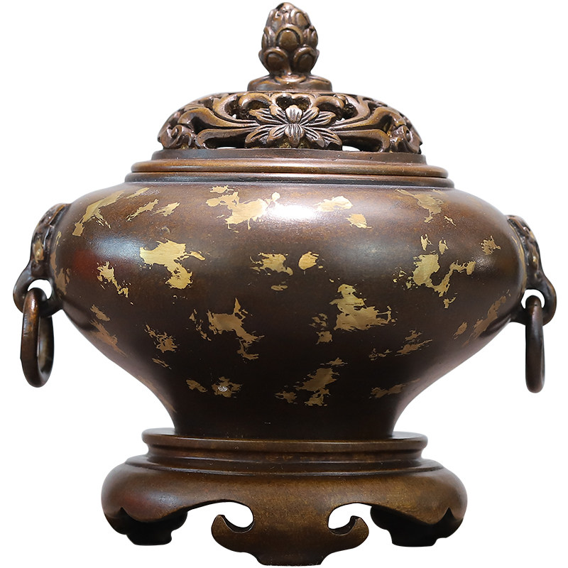 东方香天下巧生炉紫铜精炼香炉手工失蜡点金带座香薰炉