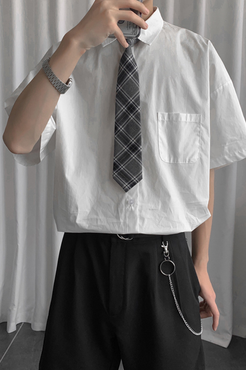 夏季短袖白衬衫男dk制服全套痞帅jk衬衣2020潮流新款学院风情侣装