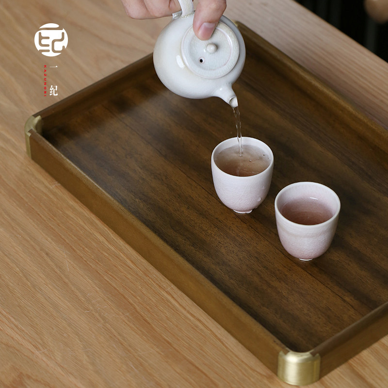 实木日式茶盘家用茶道茶具收纳胡桃木置物托盘茶盘