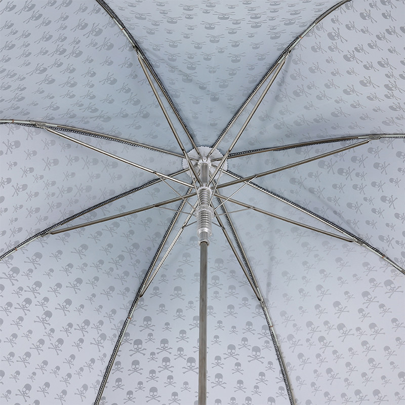 pasotti意大利手工灰色铆钉银色骷髅手柄男士直柄伞