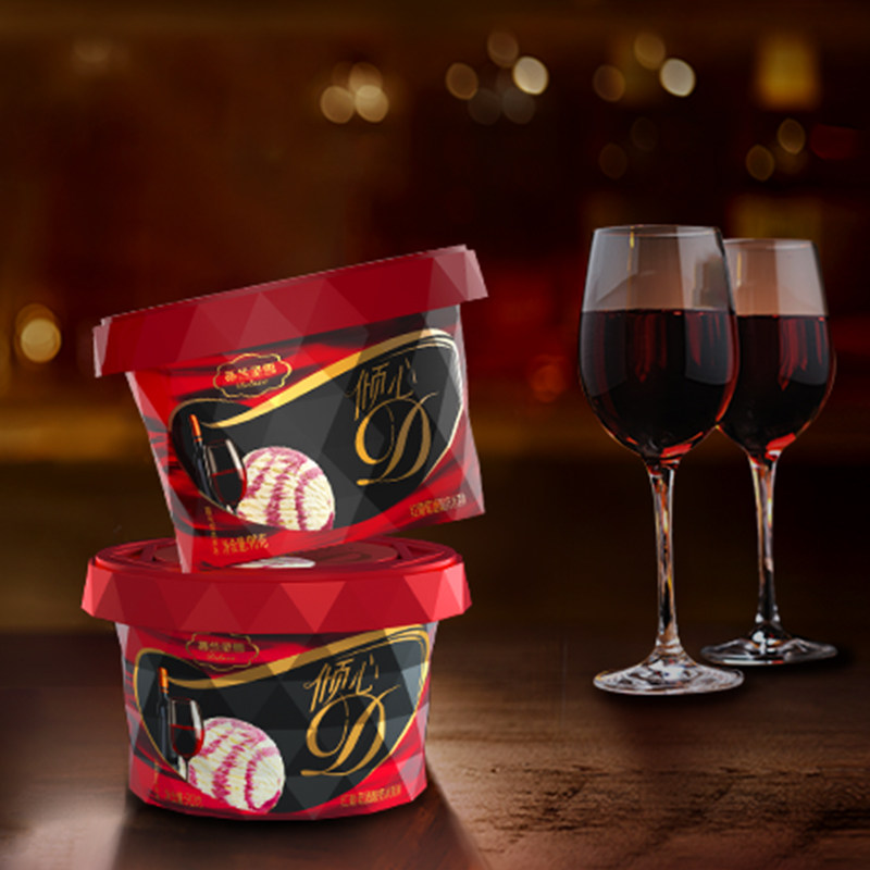 蒂兰圣雪倾心红葡萄酒味冰淇淋网红雪糕冷饮酸奶6杯90g桶装冰激凌