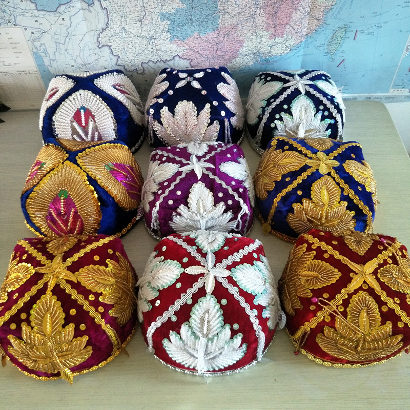 新疆维吾尔族串珠小花舞台舞蹈演出表演头饰摄影装饰帽子