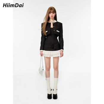 HiimDai Legal Beauty Pretty Savage fine glitter vertical stripe tube top dress short jacket suit