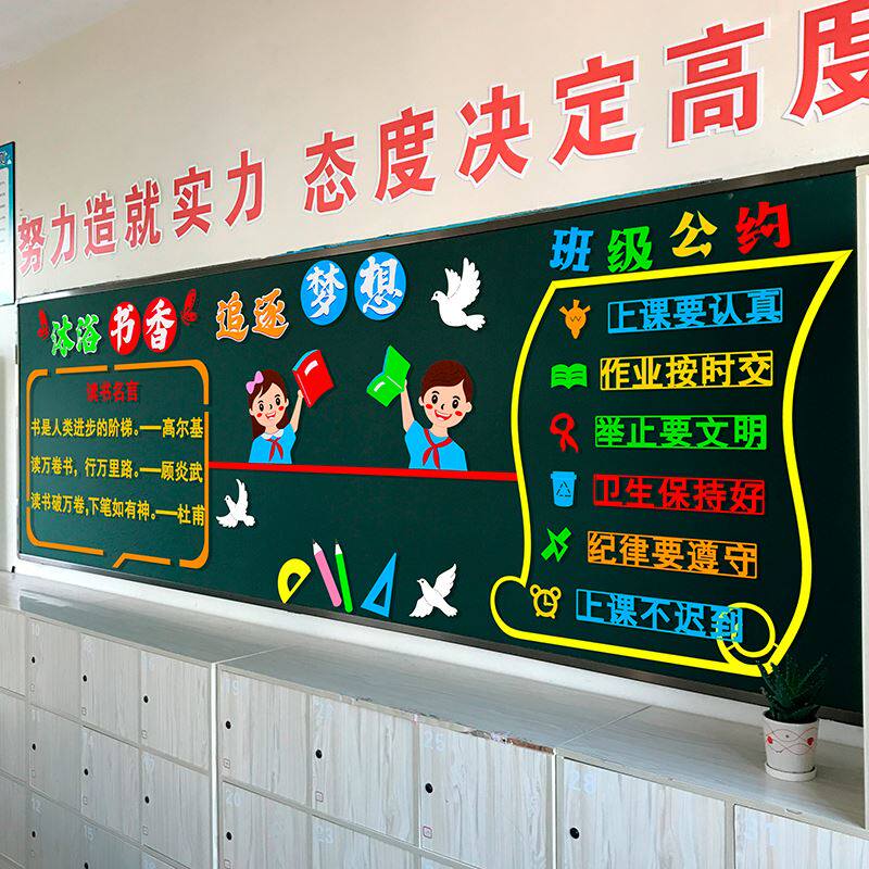 教室书香文化班级主题中小学墙面通用百搭黑板报墙贴