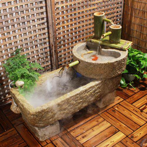 民俗水槽流水庭院牛猪石洗手石头石槽老旧景石石雕