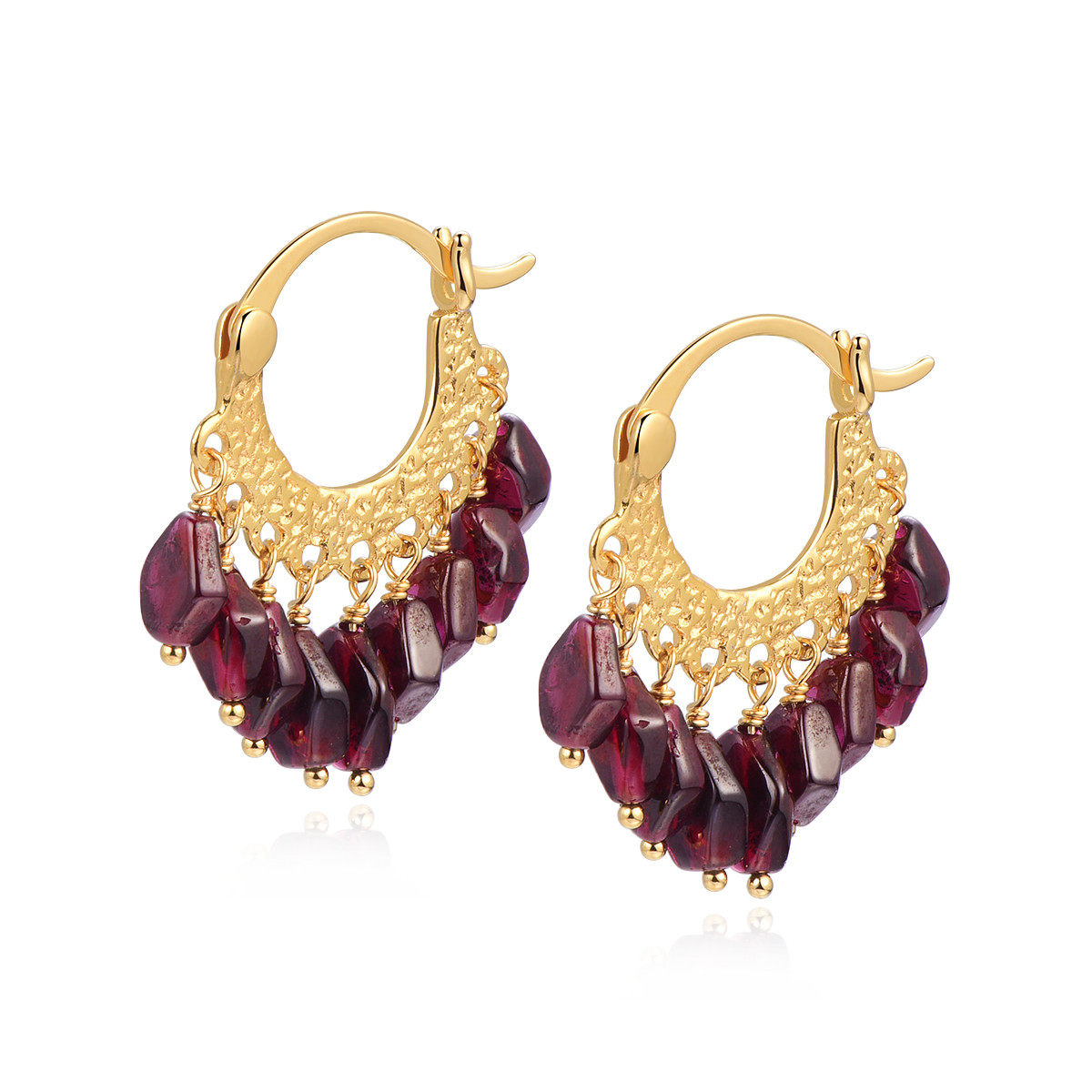 piara新款手工18k镀金天然宝石耳环