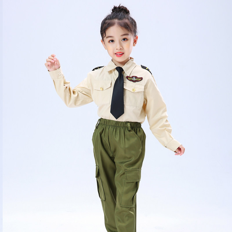 儿童军装海陆军演出服男女女童空少警察升旗旗手儿童演出服