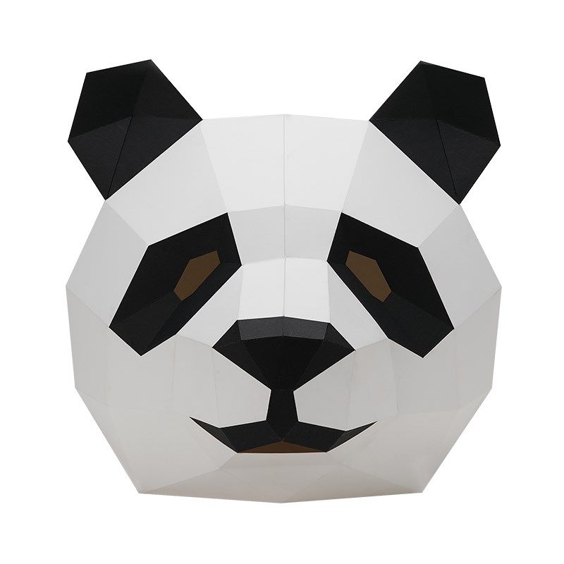熊猫纸模头套动物面具diy手工意网面具