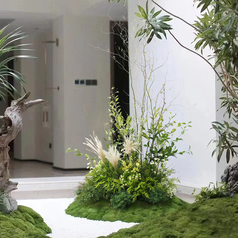 大型森系植物造景仿真绿植落地摆件服装店橱窗转角假园景软装花艺
