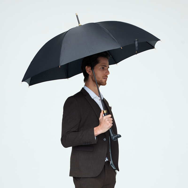 英国绅士手工狗头木柄长柄商务晴雨伞个性轻奢伞