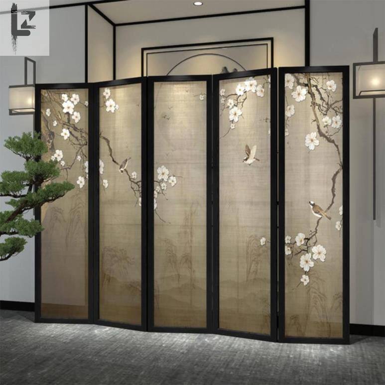 新中式美容院座屏spa加厚折叠屏风古典折屏